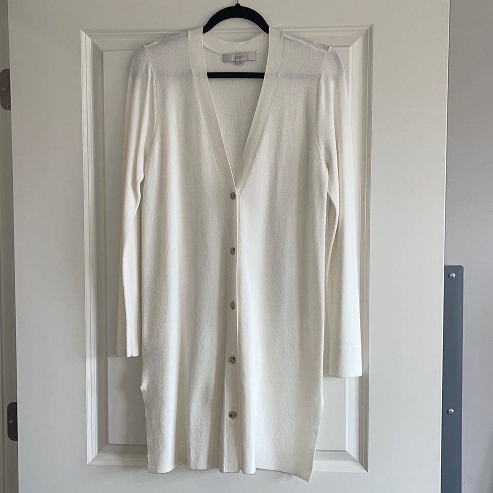 NWOT Loft white long cardigan